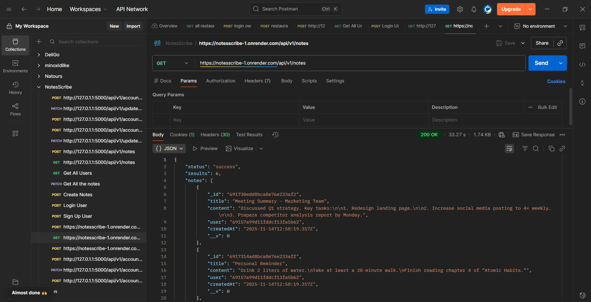 Notes Scribe interface
